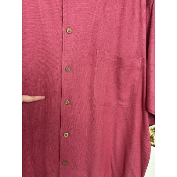 Tommy Bahama 100% Silk Red Button Down Size Large Resort Wear Vacation Beach - Picture 4 of 4
